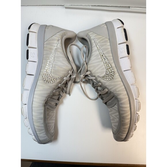 Nike Free 5.0 V4 Gray White Anthracite Women Training Custom Crystal Check Sz 8 - Picture 5 of 8